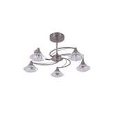 Photograph: Stylish Lighting Oregon Satin Nickel Semi-Flush 5 Light Ceiling Light Complete With Clear Glasses