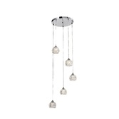 Photograph: Stylish Lighting Utah Polished Chrome 5 Light Cluster Pendant Light Complete With Clear Glasses