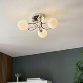 Photograph: Thorlight Boden 3 Light Flush Ceiling Light Polished Chrome With White Confetti Glass Shades