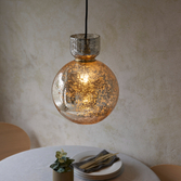 Photograph: Thorlight Cambridge Mercury Bubble Glass Antique Brass Pendant Light