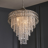 Photograph: Thorlight Dax 7 Light Long Crystal Chandelier Polished Nickel