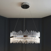 Photograph: Thorlight Etta LED Round Pendant Polished Chrome With Clear Twisted Glass Rods