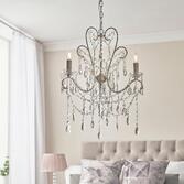 Photograph: Thorlight Flora 3 Light Chandelier Aged Silver With Clear Faceted Cut Crystal Glass