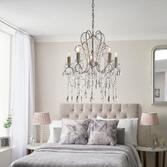 Photograph: Thorlight Flora 5 Light Chandelier Aged Silver With Clear Faceted Cut Crystal Glass