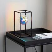 Photograph: Thorlight Gemi Black Open Frame Table Lamp With Iridescent Glass Globe