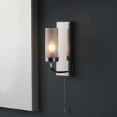 Photograph: Thorlight Giana Polished Chrome Bathroom Wall Light With Frosted Glass Shade - IP44