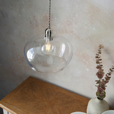 Photograph: Thorlight Graydon Polished Nickel Round Single Pendant Light Complete With Clear Glass