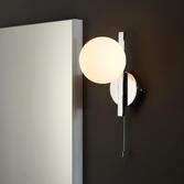 Photograph: Thorlight Java Single Bathroom Wall Light In Polished Chrome With An Opal Glass Globe - IP44