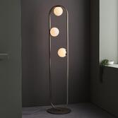 Photograph: Thorlight Journi Brushed Silver Finish 3 Light Floor Lamp Complete With Glossy Opal Glass Globes