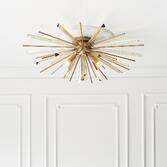 Photograph: Thorlight Lila Antique Brass Finish 4 Light Flush Ceiling Light Complete With Champagne Glass Shards