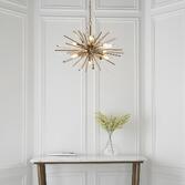 Photograph: Thorlight Lila Antique Brass Finish 6 Light Pendant Complete With Champagne Glass Shards