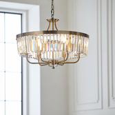 Photograph: Thorlight Melia Antique Brass Glass 6 Light Pendant Light