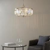 Photograph: Thorlight Melia Polished Nickel Finish 6 Light Pendant Complete With Clear Cut Faceted Glass Drops