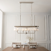 Photograph: Thorlight Melia Polished Nickel Linear Glass Ceiling Island Pendant Light