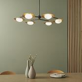 Photograph: Thorlight Noelle Dark Bronze & Gold Finish 6 Light Pendant Complete With Opal Glasses