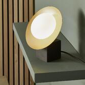 Photograph: Thorlight Noelle Dark Bronze & Gold Finish Table Lamp Complete With Opal Glass