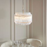 Photograph: Thorlight Salford Brushed Aged Brass Glass 3 Light Pendant