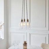 Photograph: Thorlight Trentham 3 Light Antique Brass Cluster Pendant Light Complete With Clear Glass