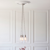 Photograph: Thorlight Trentham 3 Light Polished Nickel Cluster Pendant Light Complete With Clear Glass