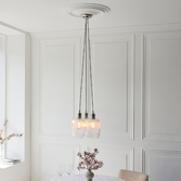 Photograph: Thorlight Trentham 3 Light Polished Nickel Cluster Pendant Light Complete With Clear Glasses