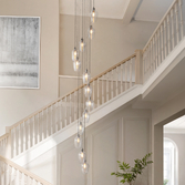 Photograph: Thorlight Trentham Large 13 Light Polished Nickel Stairway Cascade Light Complete With Clear Glass Shades