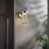 Photograph: Thorlight Vada Brushed Gold Finish LED Exterior Wall Light Complete With Clear Glass - IP44, 2700K