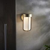 Photograph: Thorlight Vada Brushed Gold Finish LED Exterior Wall Light Complete With Frosted Glass - IP44, 2700K