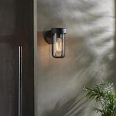 Photograph: Thorlight Vada Matt Black Finish Exterior Wall Light Complete With Clear Glass - IP44