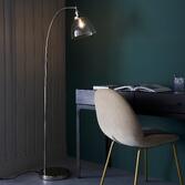 Photograph: Thorlight Veda Adjustable Floor Lamp Polished Chrome With Clear Glass Shade