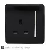 Photograph: Trendi, Artistic Modern 1 Gang 13Amp Switched Socket Gloss Black Finish