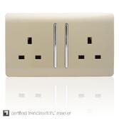 Photograph: Trendi, Artistic Modern 2 Gang 13Amp Long Switched Double Socket Champagne Gold Finish