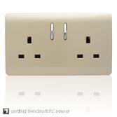 Photograph: Trendi, Artistic Modern 2 Gang 13Amp Short Switched Double Socket Champagne Gold Finish