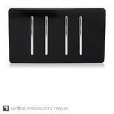 Photograph: Trendi, Artistic Modern 4 Gang 2 Way 10 Amp Rocker Twin Plate Gloss Black Finish