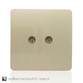 Photograph: Trendi, Artistic Modern Twin TV Co-Axial Outlet Champagne Gold Finish