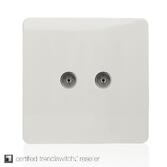 Photograph: Trendi, Artistic Modern Twin TV Co-Axial Outlet Gloss White Finish