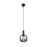 Photograph: Trio Lighting Diva Single Pendant Matt Black With Chrome Plated Glass