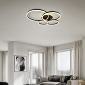 Photograph: Trio Lighting Drake Matt Black 4 Ring LED Flush Ceiling Light - CCT 2700K - 6500K, Dimmable