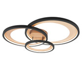 Photograph: Trio Lighting Granada Matt Black Triple Ring Flush LED Ceiling Light - 3000K, 3 Stage Dimming