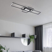Photograph: Trio Lighting Irvine Anthracite Rectangular LED Flush Ceiling Light - 3000K-6500K & Dimmable Via Remote Control