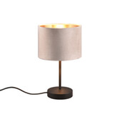 Photograph: Trio Lighting Julieta Table Lamp Matt Black With Fawn Velvet Shade With Gold Lining