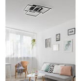 Photograph: Trio Lighting Mobile Matt Black Square Flush Swivelling Ceiling Light - Remote Control