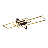 Photograph: Trio Lighting Salinas Matt Black/Matt Brass LED Rectangular Flush Ceiling Light - 3000K, 3 Stage Dimming