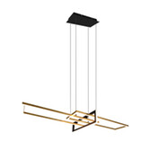 Photograph: Trio Lighting Salinas Matt Black/Matt Brass LED Rectangular Linear Bar Pendant - 3000K, 3 Stage Dimming