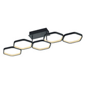Photograph: Trio Lighting Vigo Anthracite 5 Hexagon Ring Semi Flush LED Ceiling Light - 3000K, 3 Stage Dimming