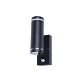 Photograph: Up And Down Outside Wall Light In Stainless Black Complete With Pir - IP65