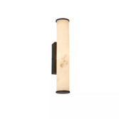 Photograph: Wales Black Metal Bathroom Wall Light Complete With Marble Resin Shade - IP44 - 3000K