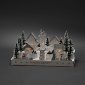 Photograph: White Wooden Silhouette Village Christmas Decoration With Warm White LEDs