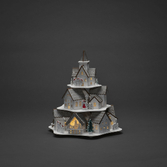 Photograph: Wooden House Pyramid Christmas Decoration With Warm White LEDs