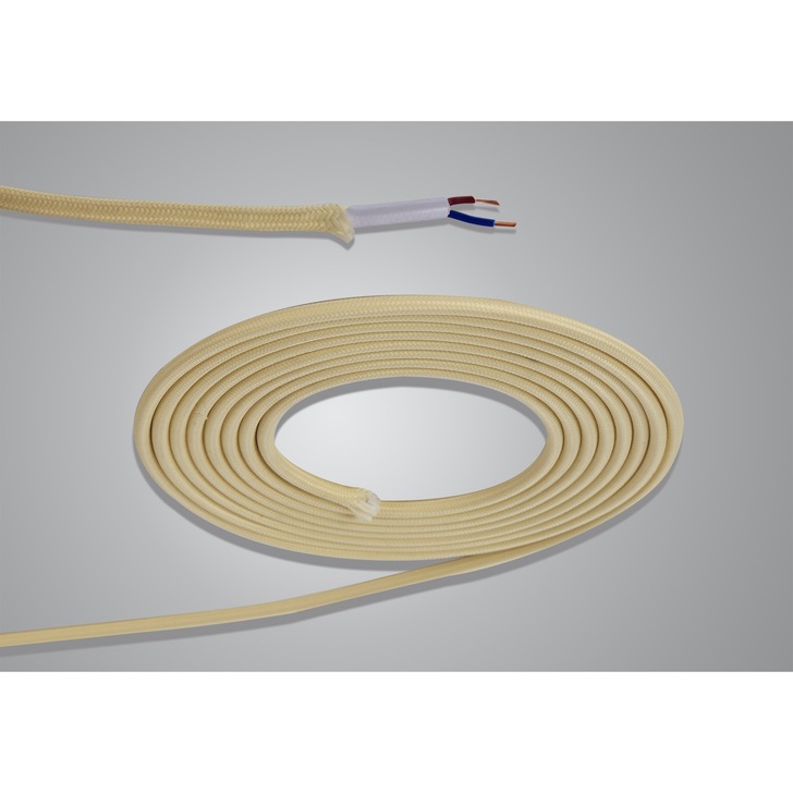 1 Metre Of Beige Braided 2 Core 0.75mm Cable