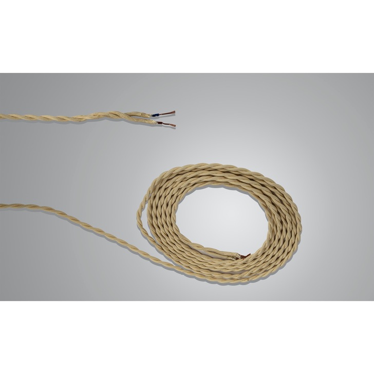 1 Metre Of Beige Braided Twisted 2 Core 0.75mm Cable